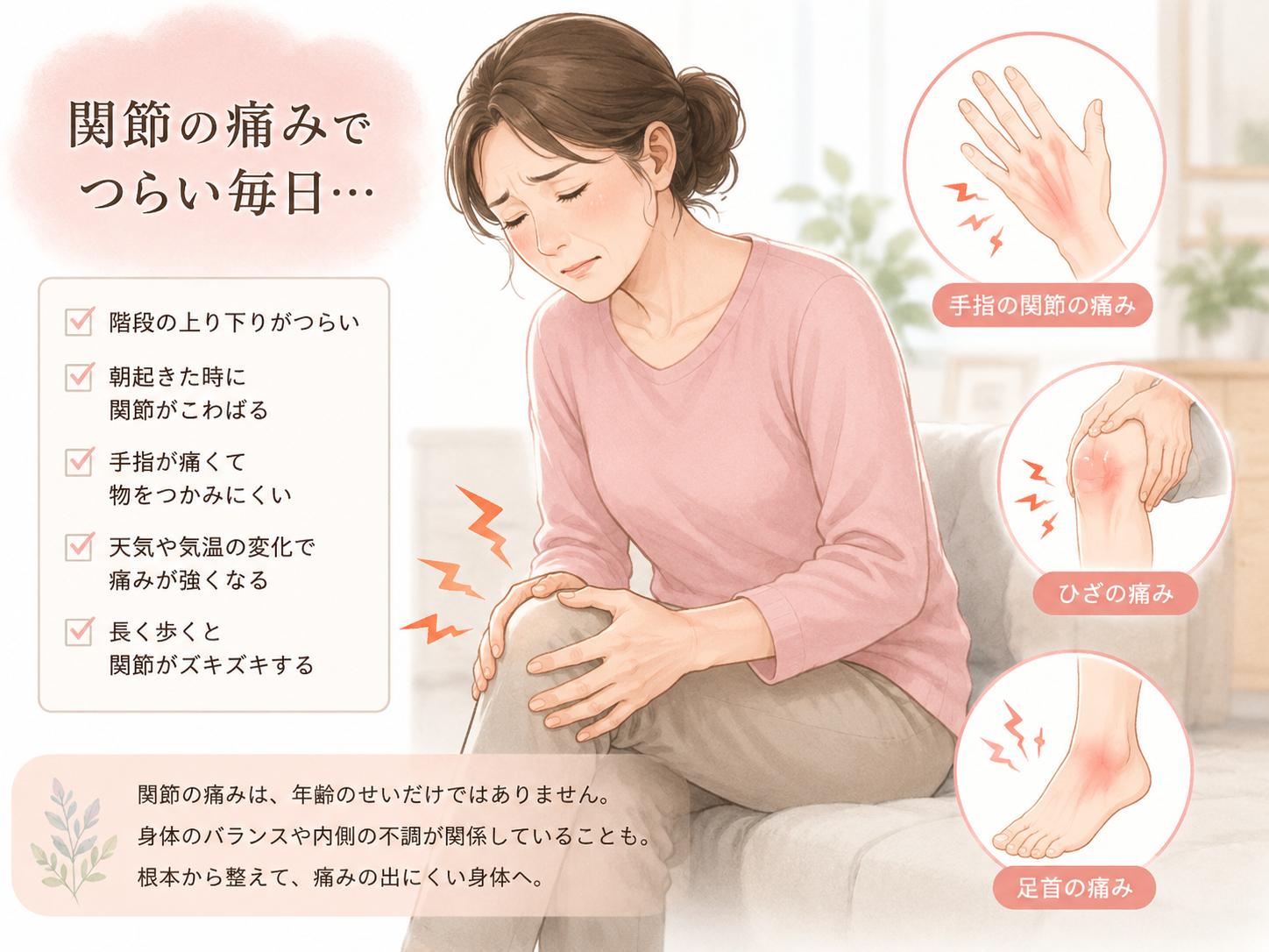 あなたが現在見ているのは 伊勢市で関節痛にお悩みの方へ｜身体全体から整える鍼灸｜もも鍼灸院